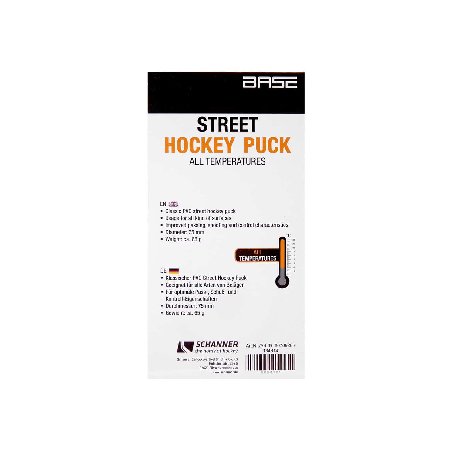 RH Puck Base Streethockey Soft orange 